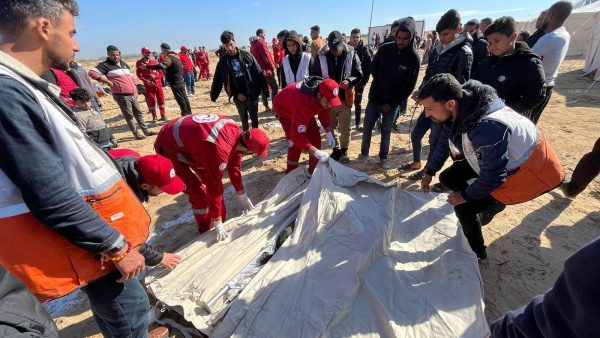 الهلال الأحمر المصري يشارك نظيره الفلسطيني في تجهيز المرحلة الثانية من مخيم إيواء النازحين (صور)