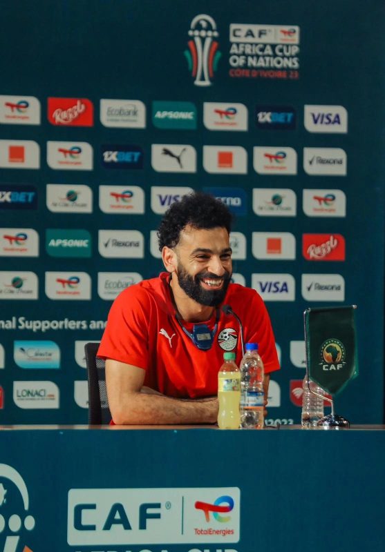 محمد صلاح خلال المؤتمر الصحفي لمباراة كاب فيردي