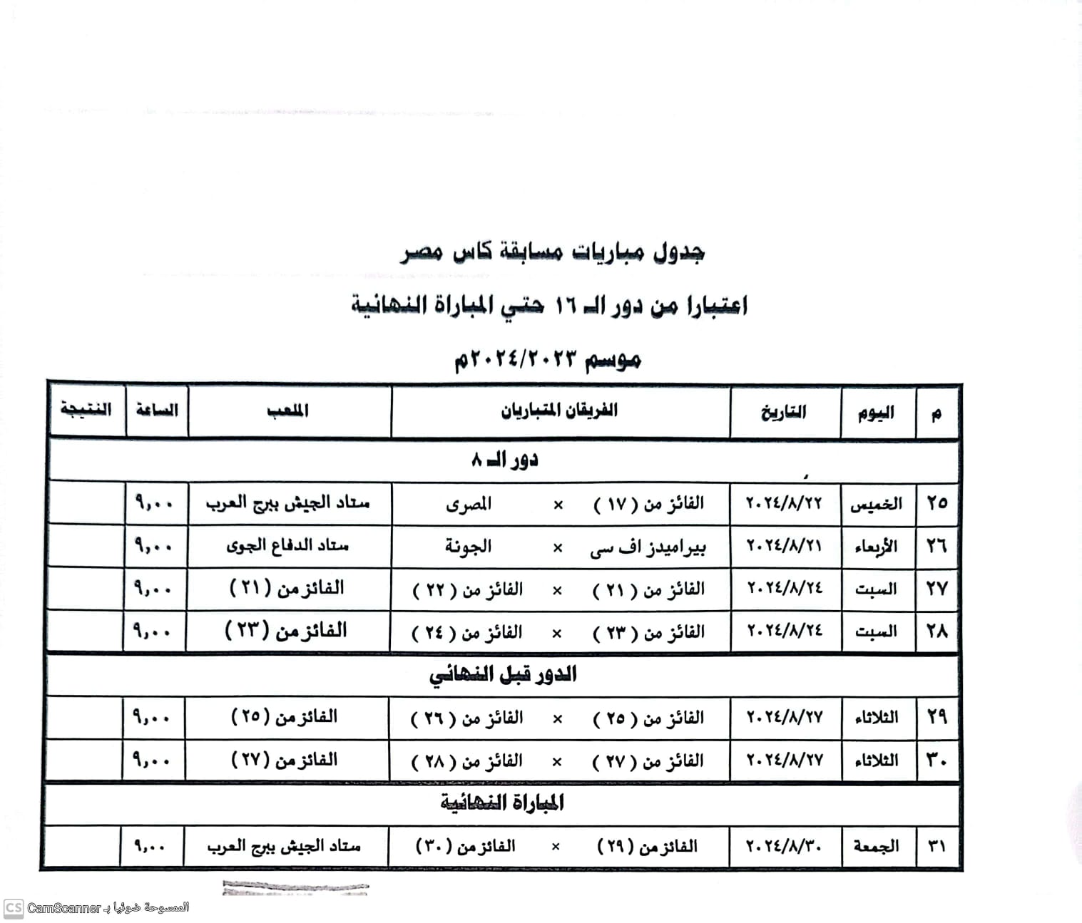 اتحاد الكرة يحدد مواعيد الأدوار النهائية لكأس مصر ويؤكد إقامة المباراة النهائية في 30 أغسطس