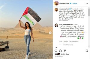 نسرين طافش تنشر صورة جديدة لها من أمام الأهرامات وهي ممسكة بعلم فلسطين - 5 - سيناء الإخبارية