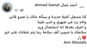 عدد كبير من النجوم يوجهون رسائل دعم للمطرب والملحن عمرو مصطفى - 93 - سيناء الإخبارية